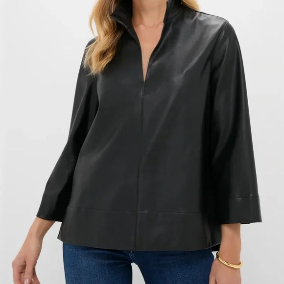 Tuckernuck Black Leather Margot Top- NWT - Picture 1 of 6